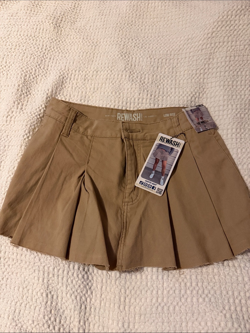 Rewash Tan Pleated Mini Skirt